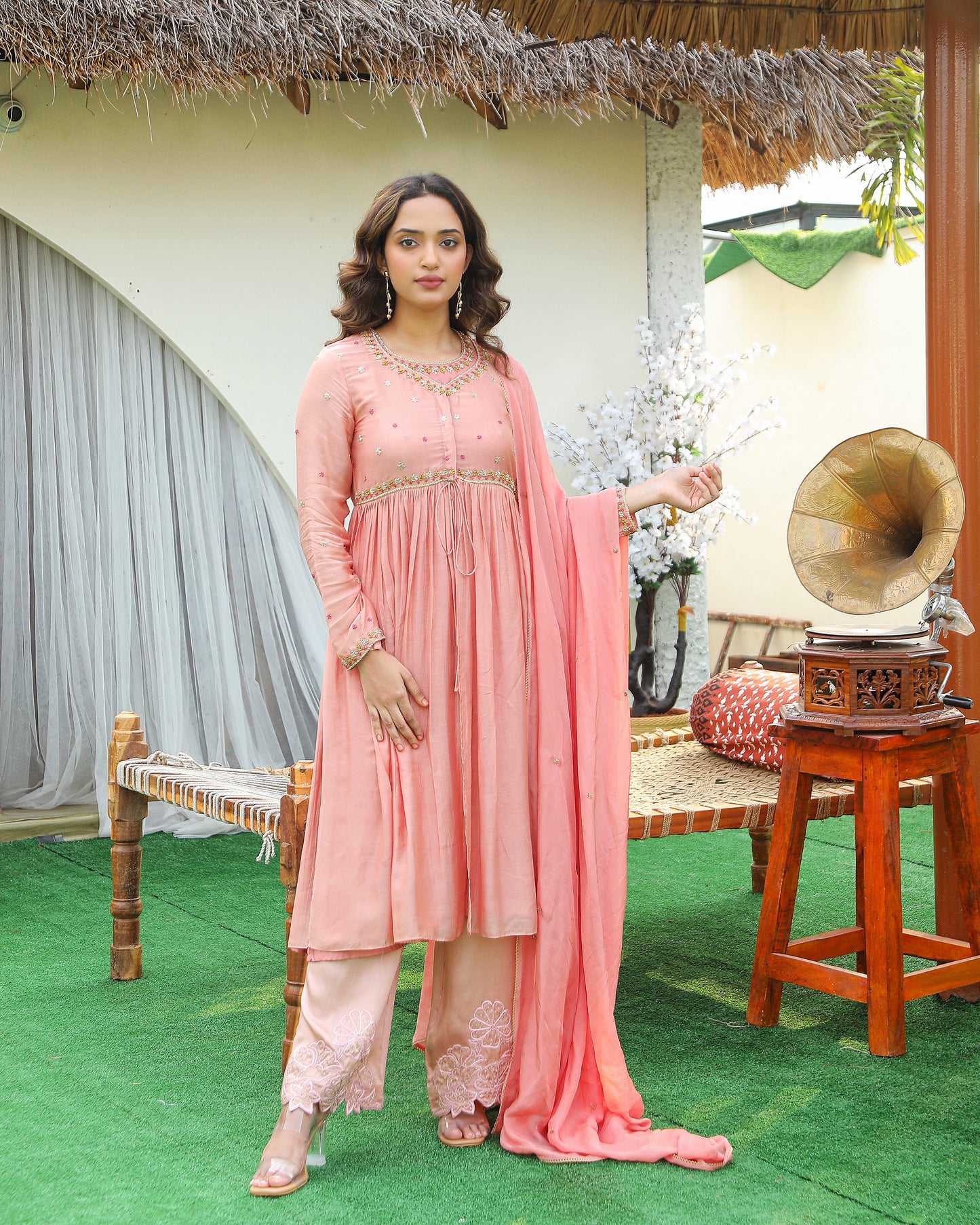 Pink Angrakha with Slip