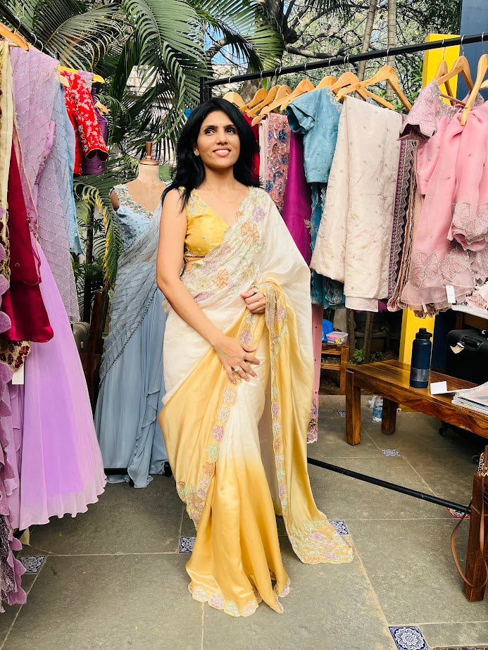 Ombre Yellow Saree