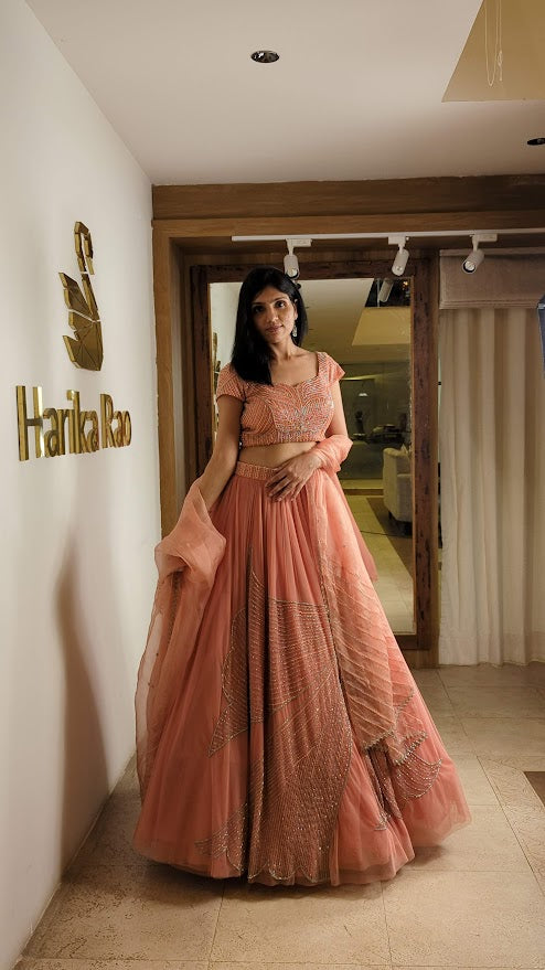 Coral Orange Lehenga