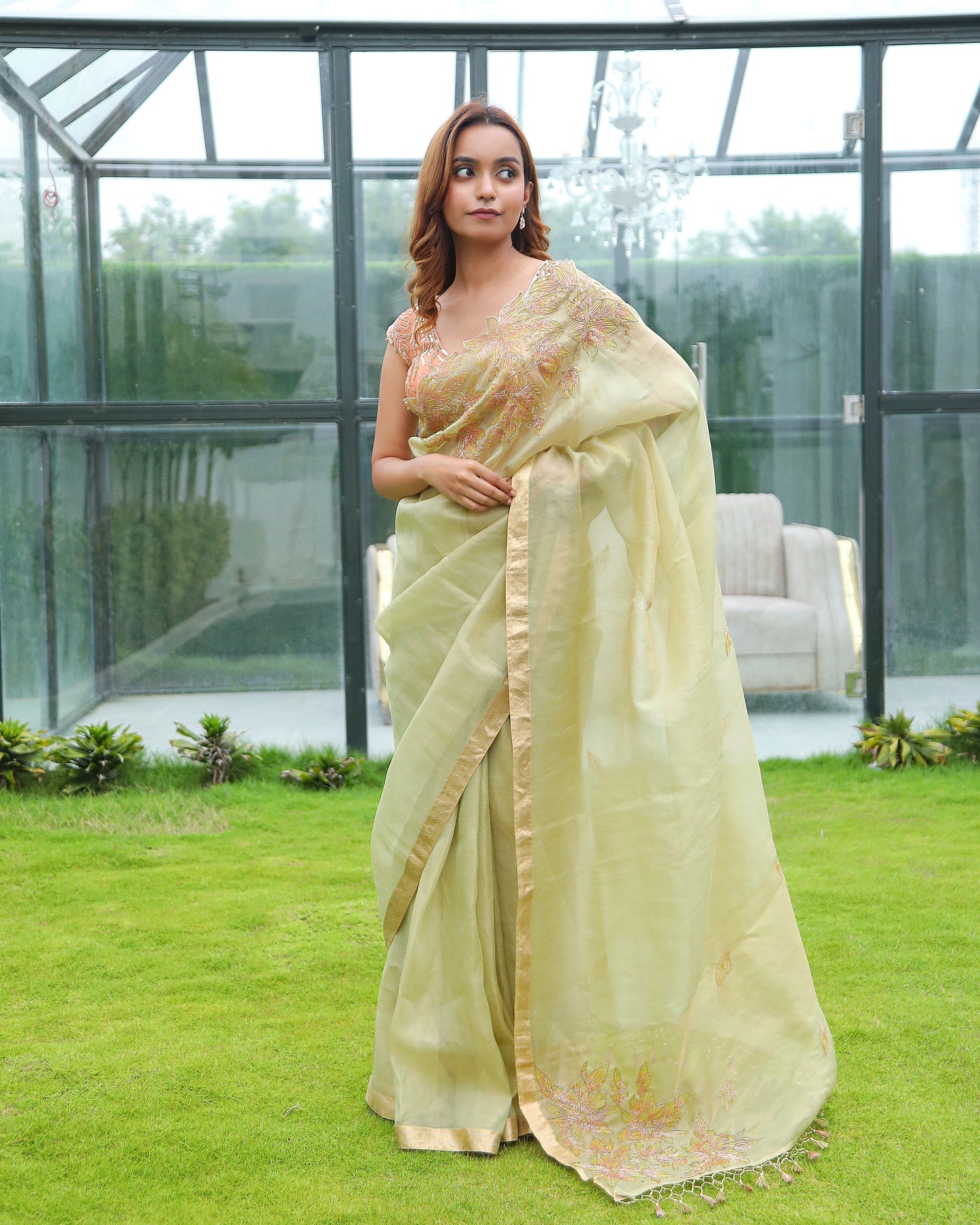 Green Banaras Tissue Saree