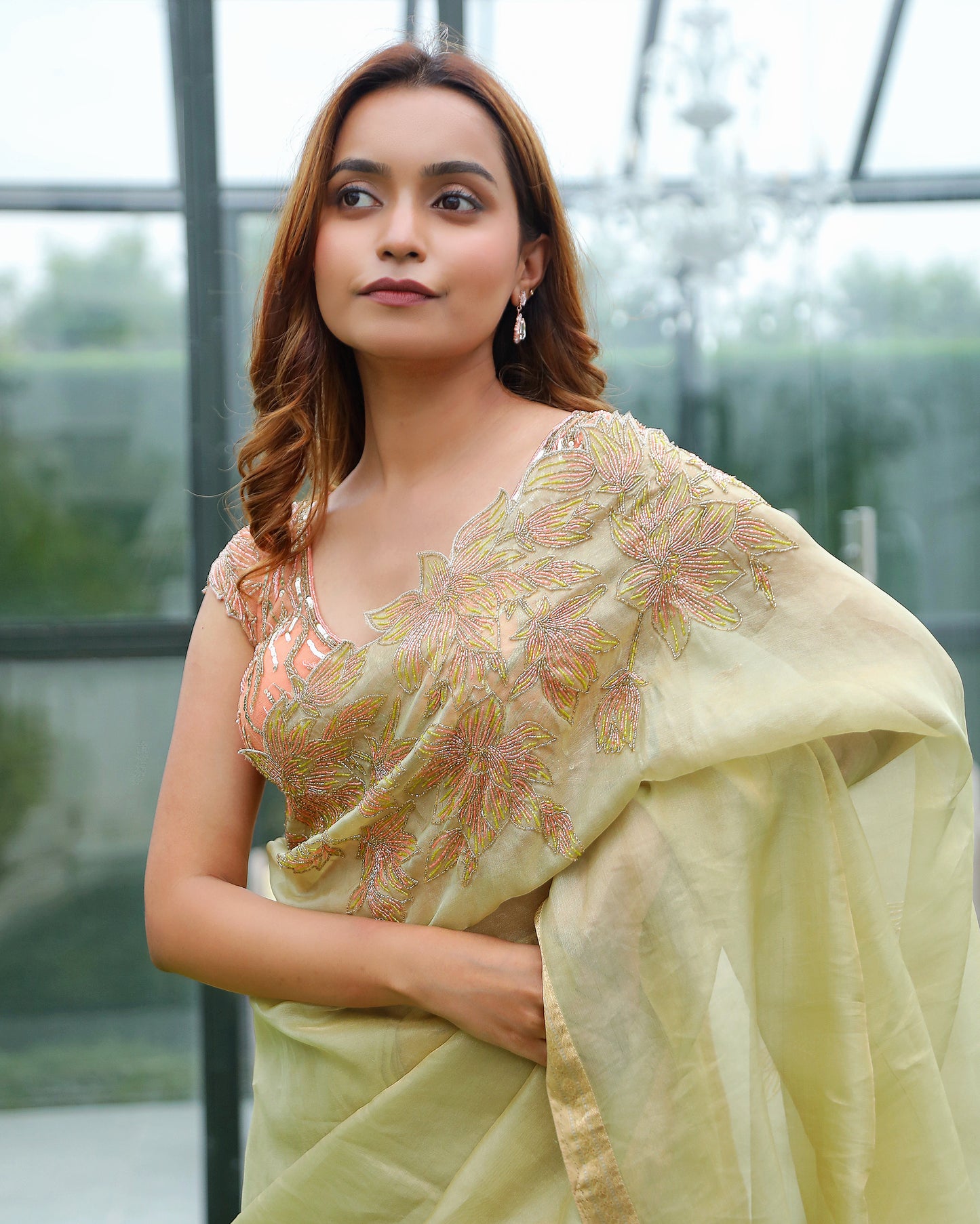 Green Banaras Tissue Saree