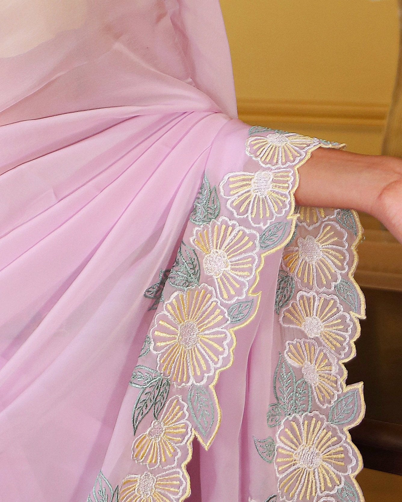 Lavender Threadwork Saree